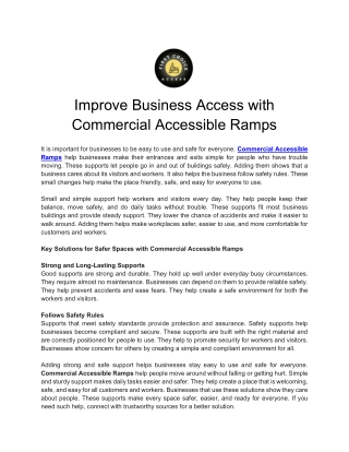 Improve Business Access with Commercial Accessible Ramps