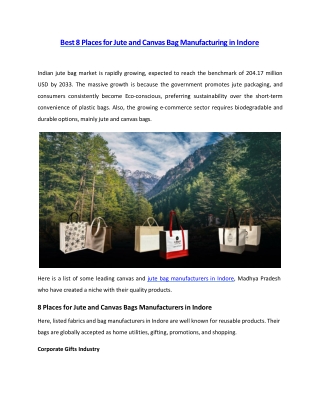 Best 8 Places for Jute and Canvas Bag Manufacturing in Indore