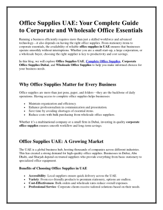 Office Supplies UAE Your Complete Guide to Corporate and Wholesale Office Essentials