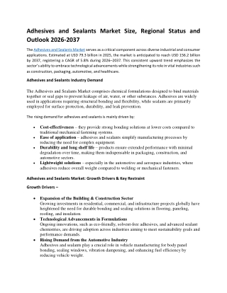 Adhesives and Sealants Market
