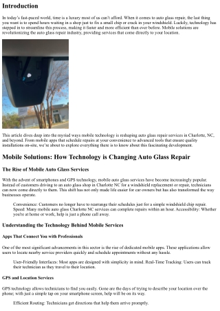 Mobile Solutions: How Technology is Changing Auto Glass Repair