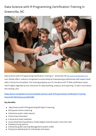 Data Science with R Programming Certification Training Course in Greenville, NC