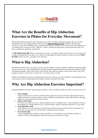 What Are the Benefits of Hip Abduction Exercises in Pilates for Everyday Movement