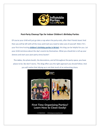 Post-party Birthday Clean up Tips for Indoor Children's Birthday Party