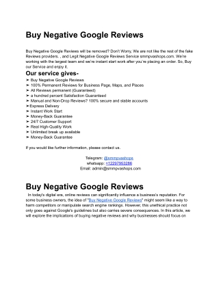 Buy Negative Google Reviews