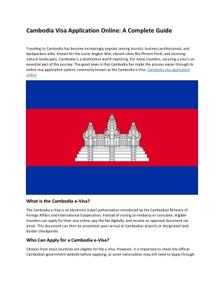 Cambodia eVisa Service  Cambodia eVisa Application