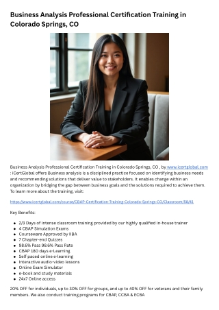 Business Analysis Professional Certification Training in Colorado Springs, CO