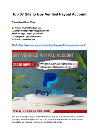 Top 07 Site to Buy Verified Paypal Account