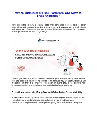 Why do Businesses still Use Promotional Giveaways for Brand Awareness
