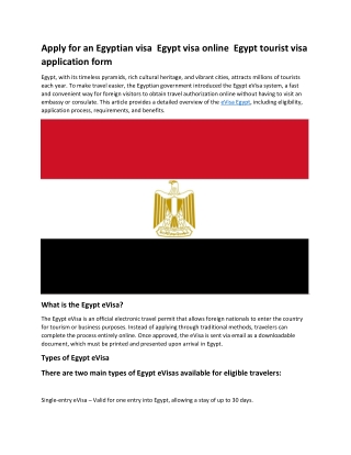 Apply for an Egyptian visa  Egypt visa online  Egypt tourist visa application form