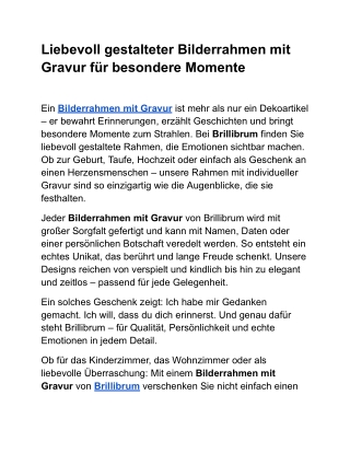 Liebevoll gestalteter Bilderrahmen mit Gravur für besondere Momente