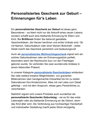 Personalisiertes Geschenk zur Geburt – Erinnerungen für’s Leben