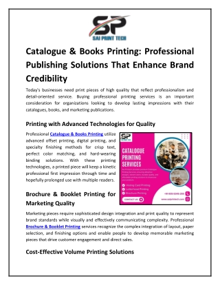 Catalogue & Books Printing: Professional Publishing Solutions That Enhance Brand