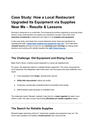 Case Study: How a Local Restaurant Upgraded Its Equipment via Supplies Near Me –