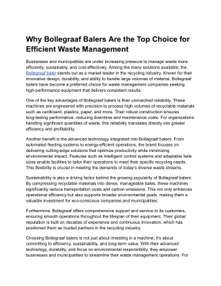 Why Bollegraaf Balers Are the Top Choice for Efficient Waste Management