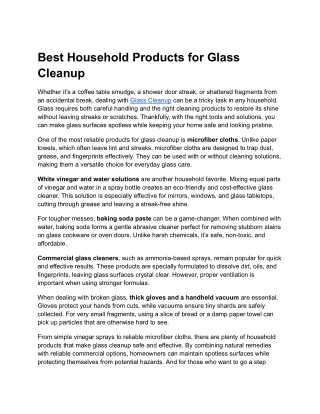 Best Household Products for Glass Cleanup