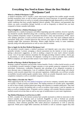 Everything You Need to Know About the Best Medical Marijuana Card