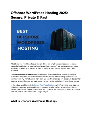 Fast & Reliable Offshore WordPress Hosting Services