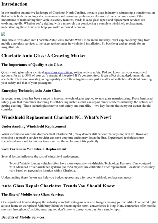 Charlotte Auto Glass Trends: What’s New in the Industry?