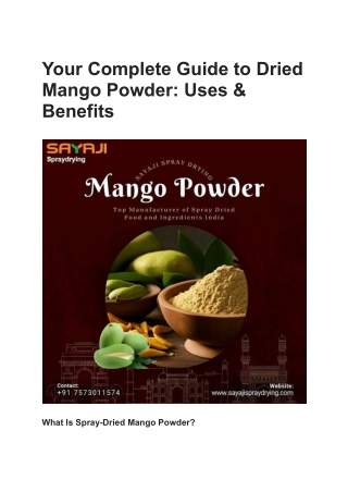 Your Complete Guide to Dried Mango Powder_ Uses & Benefits