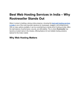 Best Web Hosting in India