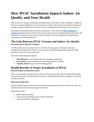 How HVAC Installation Impacts Indoor Air Quality and Your Health.Doc