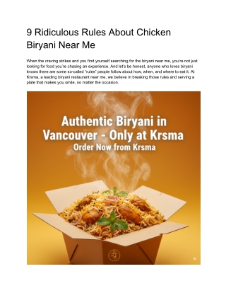 9 Ridiculous Rules About Chicken Biryani Near Me