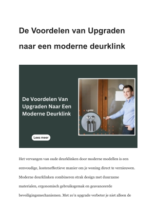 De Voordelen van Upgraden naar een moderne deurklink