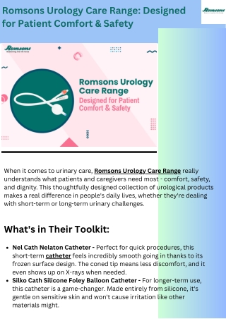Romsons Urology Care Range: Designed for Patient Comfort & Safety