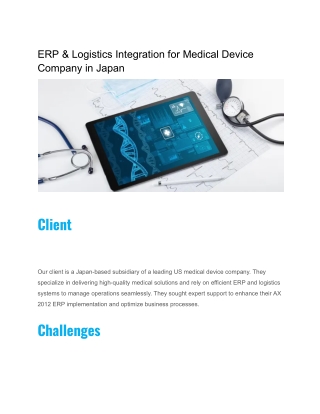 ERP & Logistics Integration for Medical Device Company in Japan