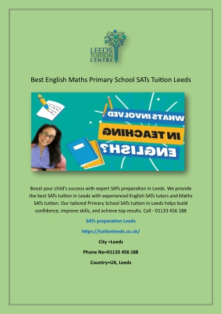 Best English Maths Primary School SATs Tuition Leeds