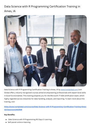 Data Science with R Programming Certification Training Course in Ames, IA