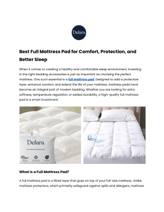 Enhance Sleep Quality with a Full Mattress Pad