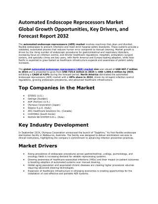 Automated Endoscope Reprocessors Market Size, Share, Growth, 2032