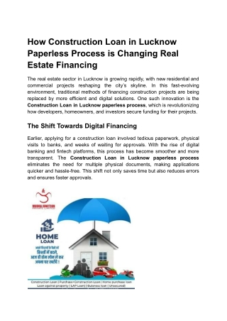 Construction Loan in Lucknow paperless Process (2)