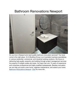 Bathroom Renovations Newport