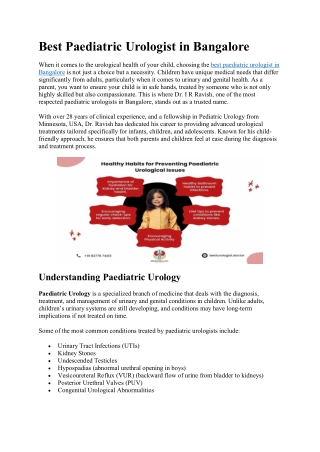 Best Paediatric Urologist in Bangalore