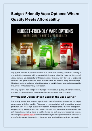 Smart Vaping Choices: High Quality, Low Cost Options