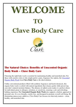 The Natural Choice- Benefits of Unscented Organic Body Wash – Clave Body Care