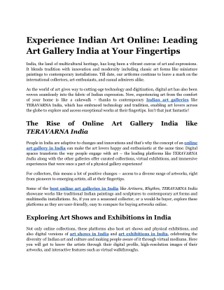 Experience Indian Art Online_ Leading Art Gallery India at Your Fingertips