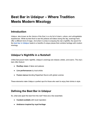 Looking for the Best Bar in Udaipur