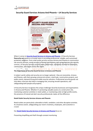 Security Guard Services Arizona And Phoenix