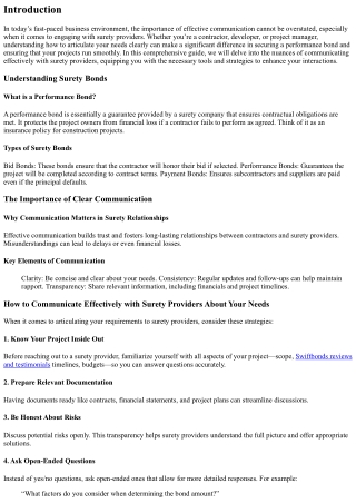 How to Communicate Effectively with Surety Providers About Your Needs