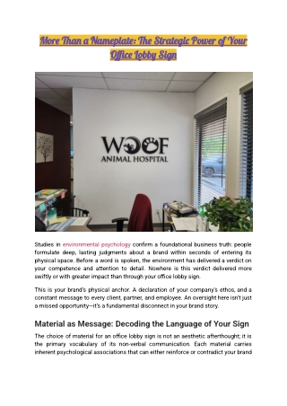 More Than a Nameplate: The Strategic Power of Your Office Lobby Sign