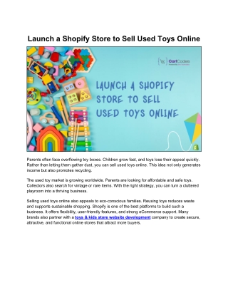 Complete Guide to Selling Used Toys Online with Shopify
