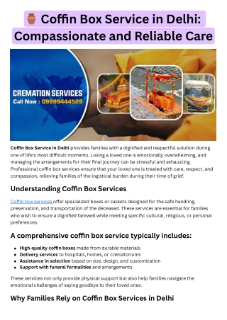 ⚱️ Coffin Box Service in Delhi Compassionate and Reliable Care