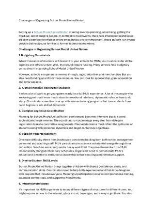 Challenges of Organizing School Model United Nation