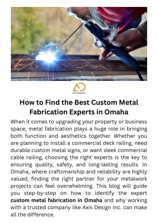 How to Find the Best Custom Metal Fabrication Experts in Omaha