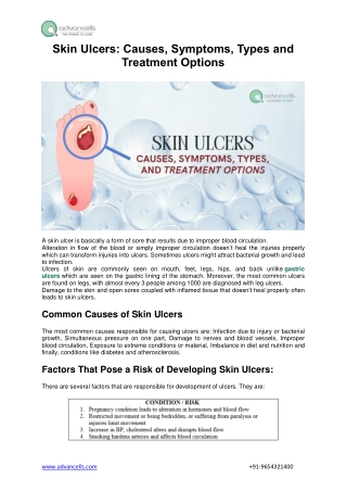 Skin Ulcers: Causes, Symptoms, Types and Treatment Options