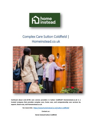 Complex Care Sutton Coldfield | Homeinstead.co.uk